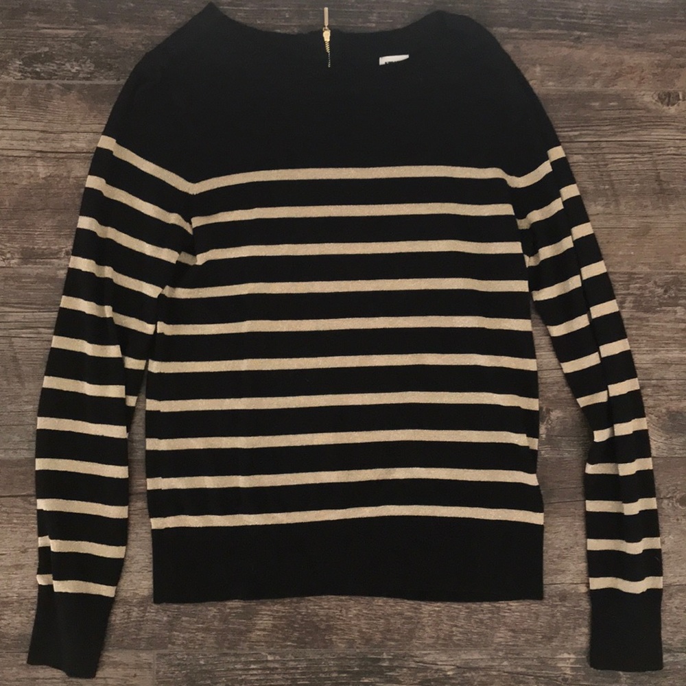 Anne Klein Black/Gold Sweater with Zip Back